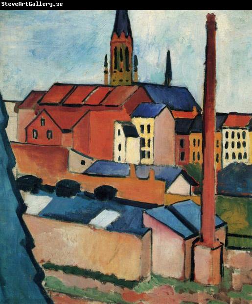 August Macke St. Mary's with Houses and Chimney (Bonn)